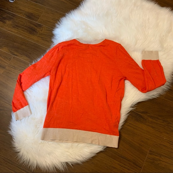 MARGARET O’LEARY Orange Cardigan 100% Cotton Preppy Medium M - Picture 6 of 6
